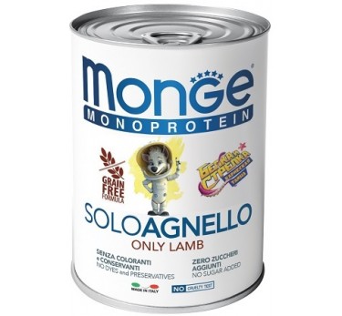 Monge Dog Monoprotein Solo B&S консервы для собак паштет из ягненка 400г